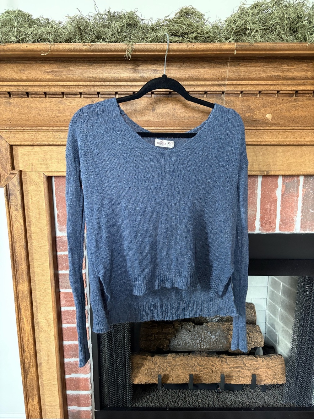 Hollister Blue Scoop Neck Lightweight Knit Sweater